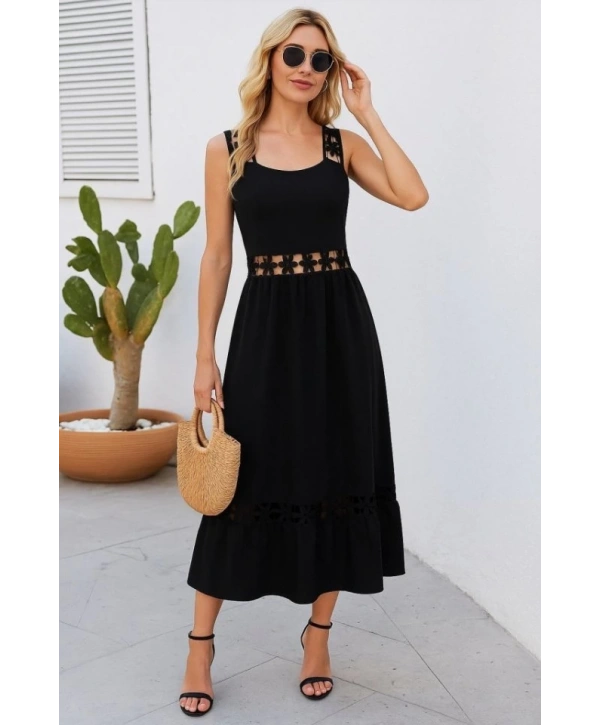 Kadın Askılı Dantel Detaylı Kiloş Janjan Krep Elbise