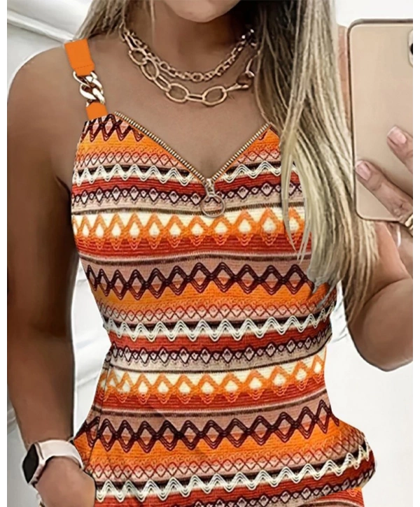 Kadın Askılı Fermuarlı Cepli Süprem Mini Elbise