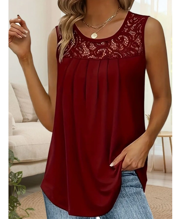 Kadın Askılı Yuvarlak Yaka Dantel Detaylı Viskon Bluz