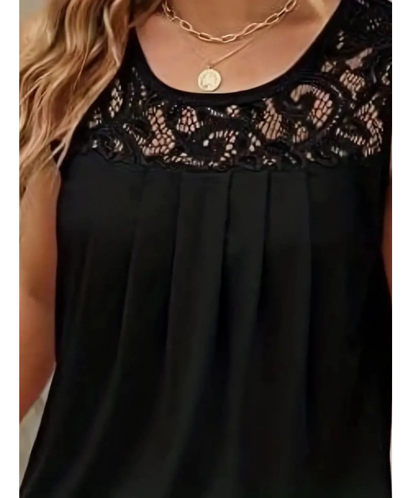 Kadın Askılı Yuvarlak Yaka Dantel Detaylı Viskon Bluz