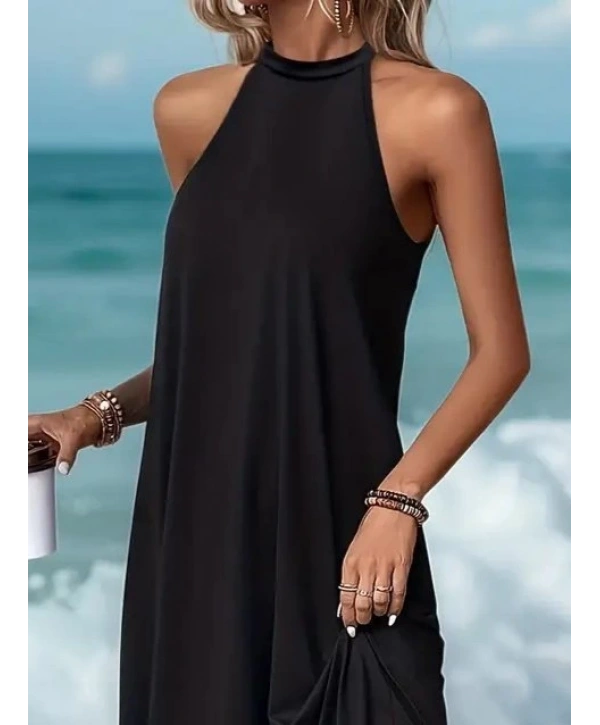 Kadın Daire Yakalı Reglan Kol Viskon Elbise