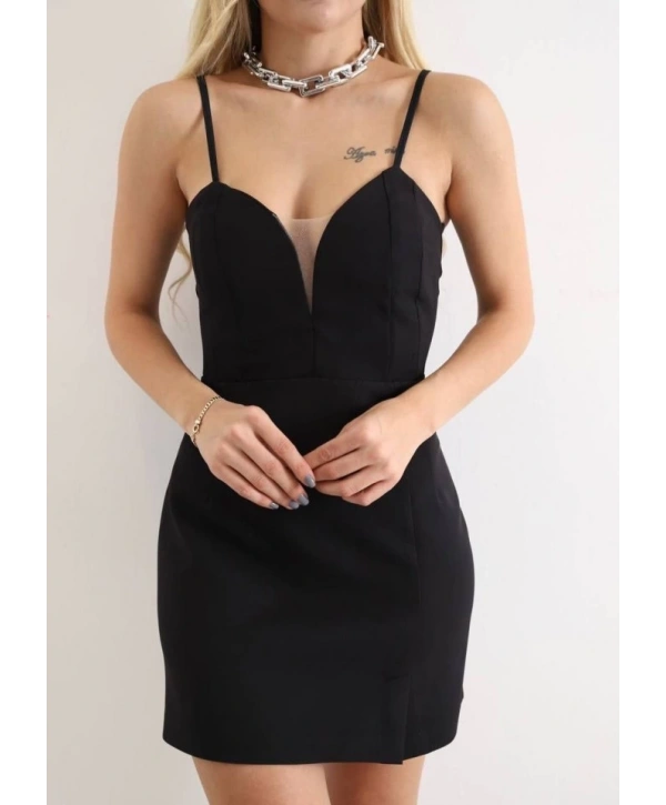 Kadın Derin V Yaka Sırt Dekolteli Fırsat Ürün Mini Elbise