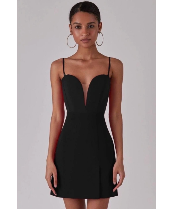 Kadın Derin V Yaka Sırt Dekolteli Fırsat Ürün Mini Elbise
