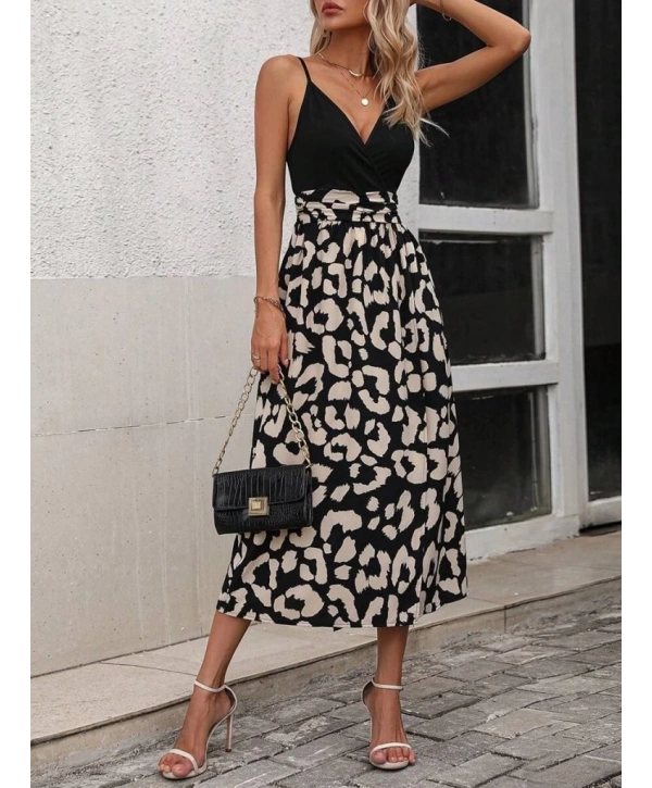 Kadın Ip Askılı Kruvaze Yakalı üst Janjan Alt Süprem Elbise