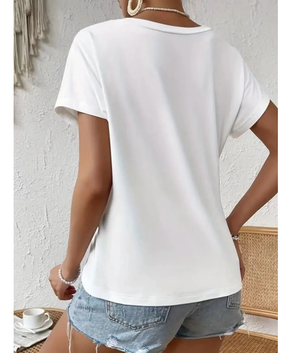 Kadın Kısa Kollu Asimetrik Kesim Bel Büzgü Düğüm Detay Viskon Bluz