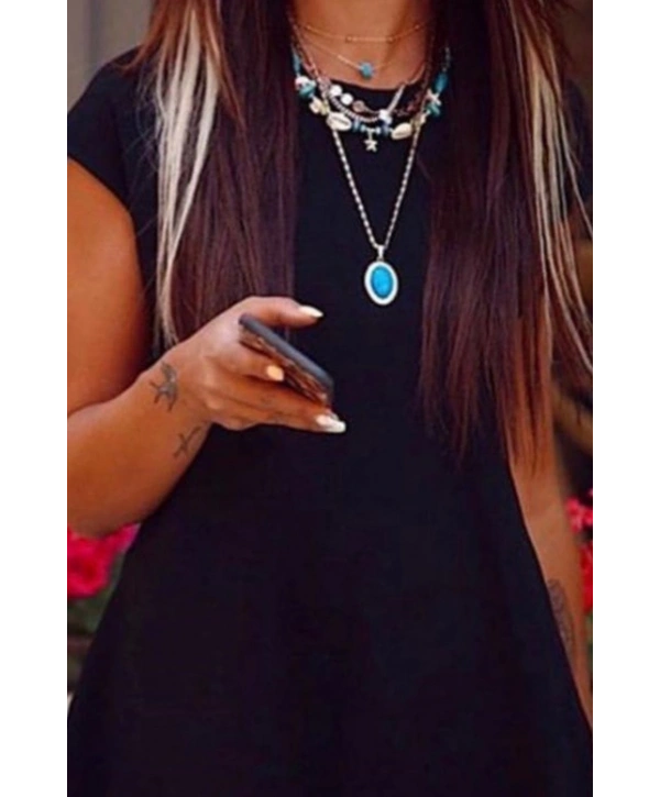 Kadın Kısa Kollu Asimetrik Viskon Kumaş Bluz