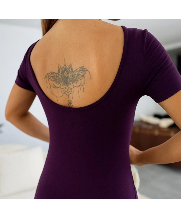 Kadın Kısa Kollu Sırt Dekolteli Yırtmaç Detaylı Viskon Elbise