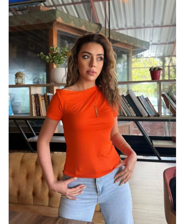 Kadın Kısa Kollu Tek Omuzu Açık Büzgülü Viskon Bluz