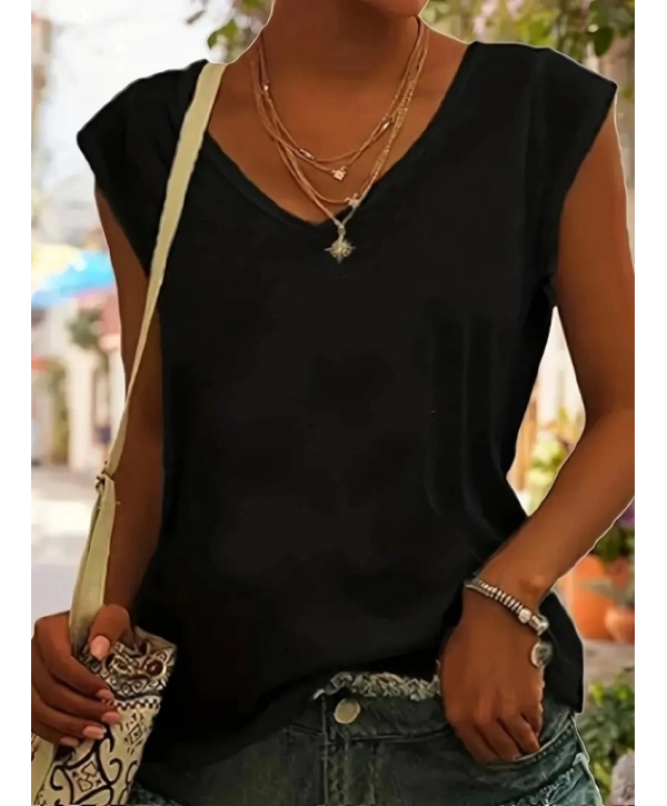 Kadın Kısa Kollu V Yakalı Viskon Bluz