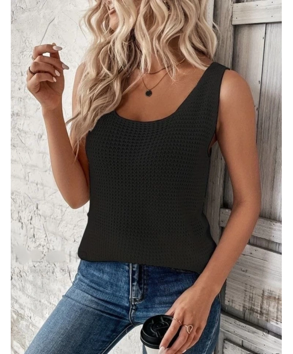 Kadın Kolsuz Yuvarlak Yaka Triko Bluz