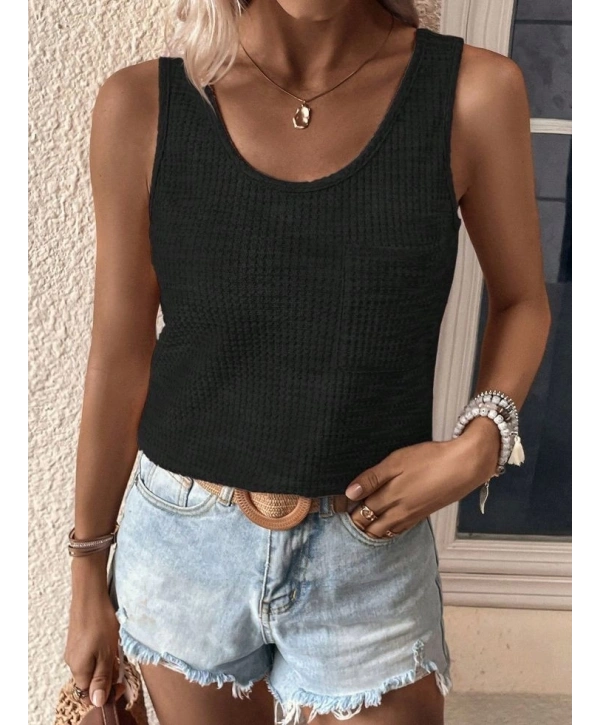 Kadın Kolsuz Yuvarlak Yaka Triko Bluz