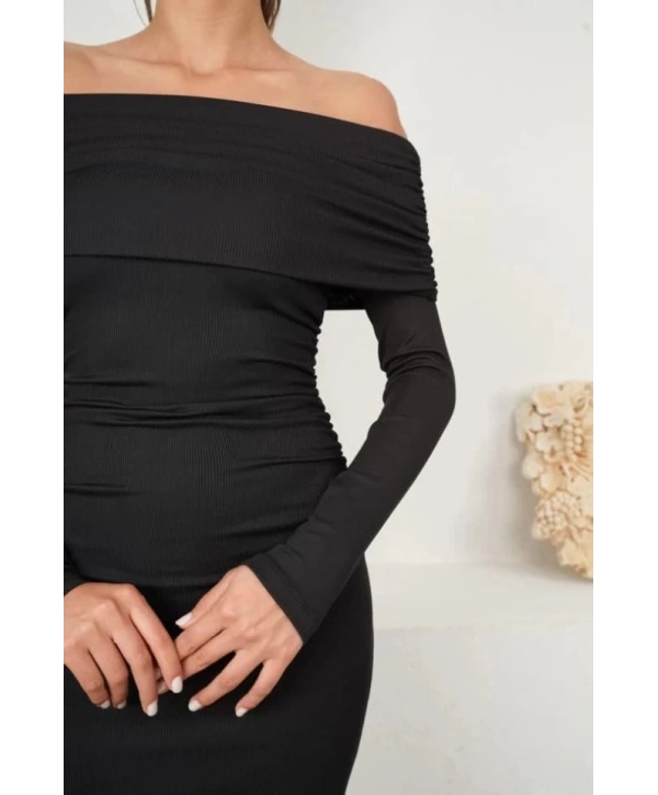 Kadın Madonna Mendil Yaka Fırsat ürün Büzgülü Mini Elbise