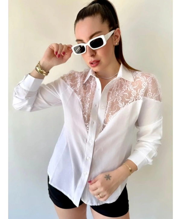 Kadın Püskül Detay Poplin Gömlek Bluz Fırsat Ürün