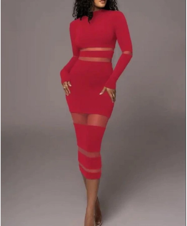 Kadın şerit Transparan Detay Fırsat ürün Midi Boy Elbise