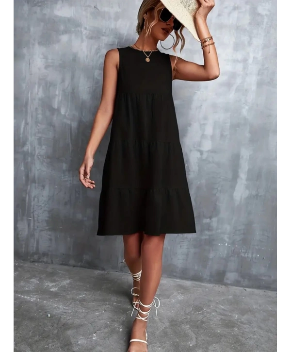 Kadın Sıfır Kol Bisiklet Yaka Aerobin Elbise