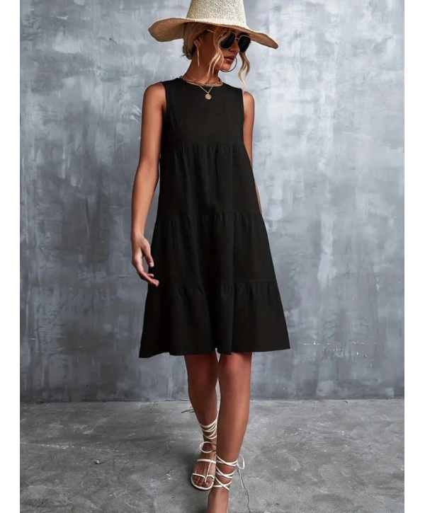 Kadın Sıfır Kol Bisiklet Yaka Aerobin Elbise