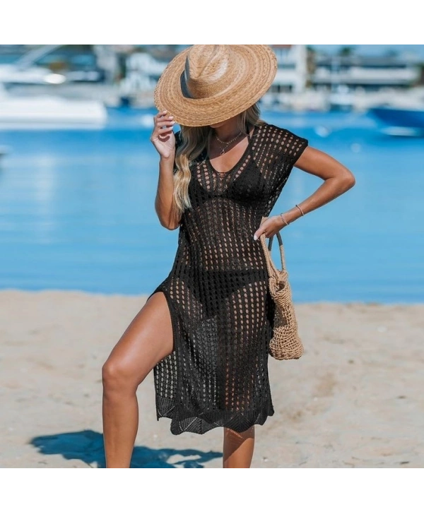 Kadın Sıfır Kol V Yaka Yanı Derin Yırtmaçlı Midi Boy Triko Elbise