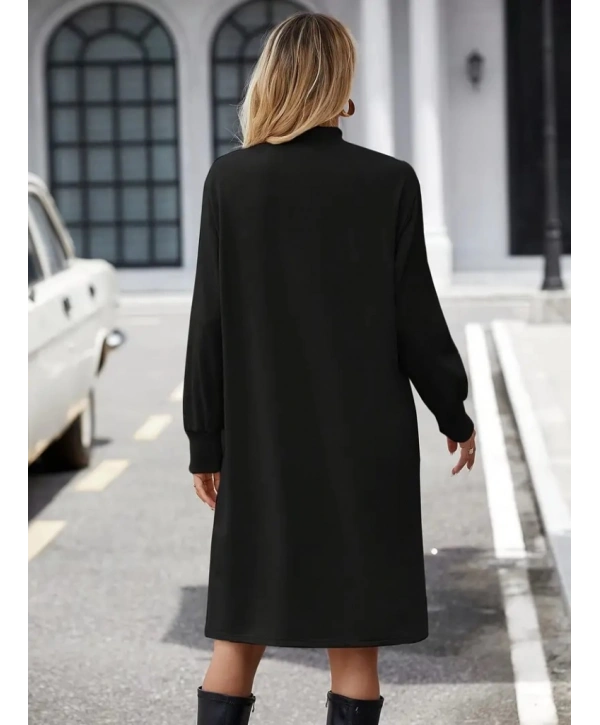 Kadın Uzun Kollu Balıkçı Yaka Kısa şardonlu Dalgıç Elbise