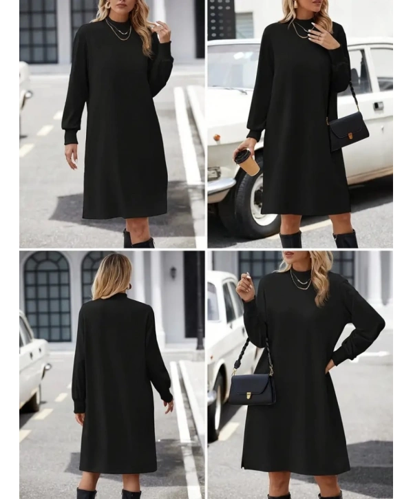 Kadın Uzun Kollu Balıkçı Yaka Kısa şardonlu Dalgıç Elbise