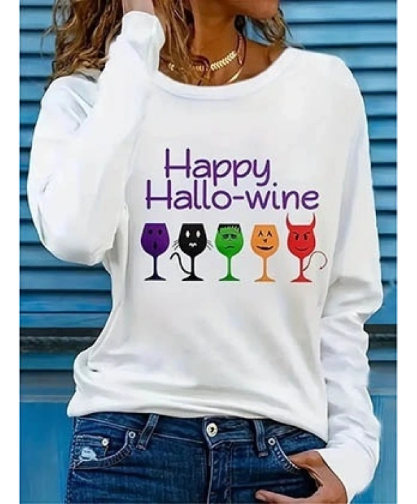 Kadın Uzun Kollu Bisiklet Yaka Baskılı Viskon Bluz