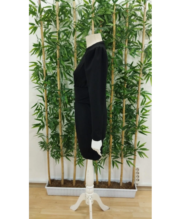 Kadın Uzun Kollu Bisiklet Yaka Bel Kemer Detay Ithal Krep Elbise