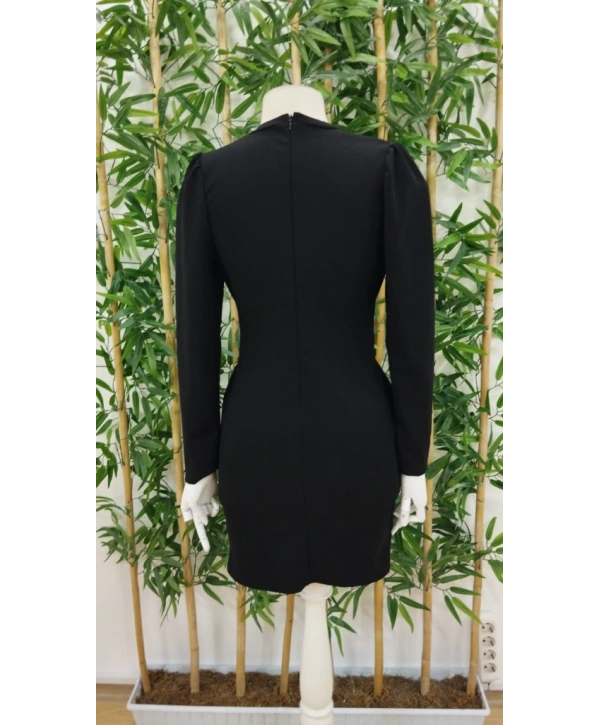 Kadın Uzun Kollu Bisiklet Yaka Bel Kemer Detay Ithal Krep Elbise