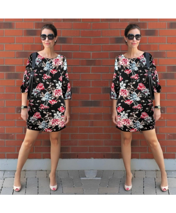 Kadın Uzun Kollu Bisiklet Yaka Dalgıç Mini Boy Elbise