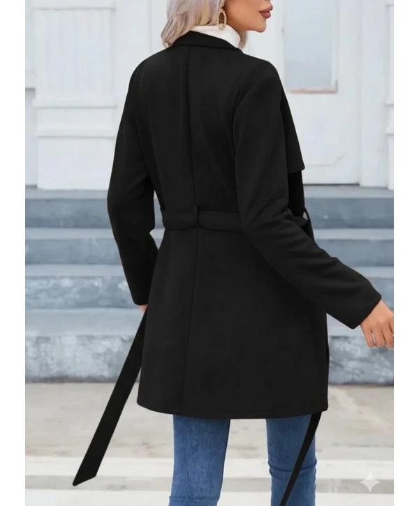Kadın Uzun Kollu Boyundan Düğmeli Fermuarlı Beli Kuşaklı Süet Ceket