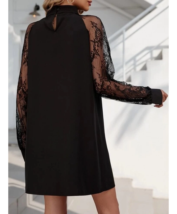 Kadın Uzun Kollu Damla Detaylı Sandy Mini Elbise