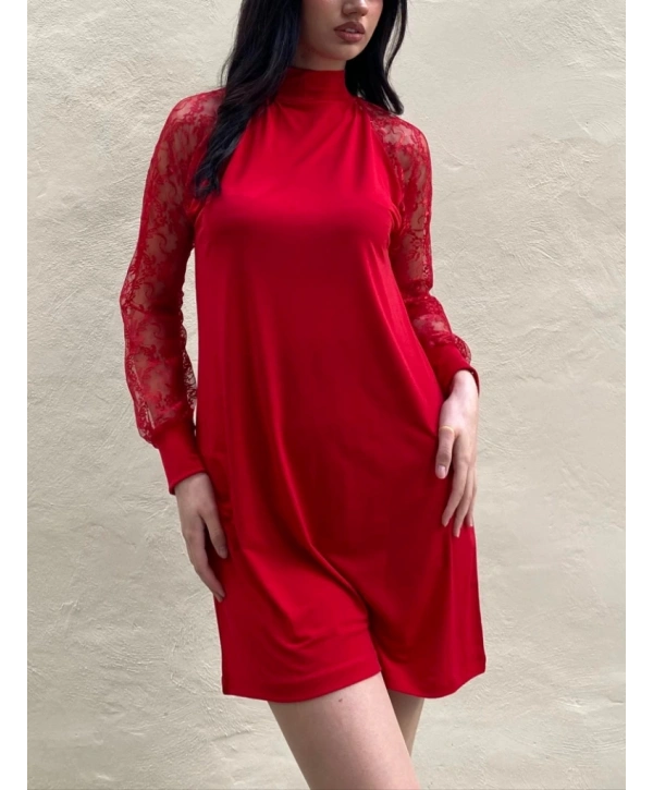 Kadın Uzun Kollu Damla Detaylı Sandy Mini Elbise