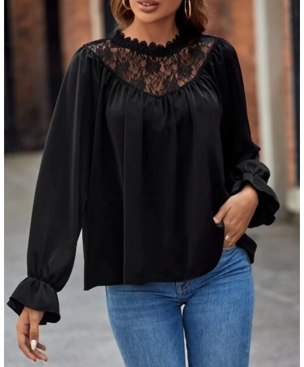 Kadın Uzun Kollu Dantelli Salaş Sandy Bluz