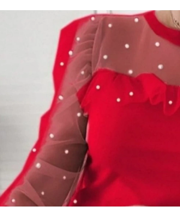 Kadın Uzun Kollu Inci Detaylı Tüllü Viskon Bluz