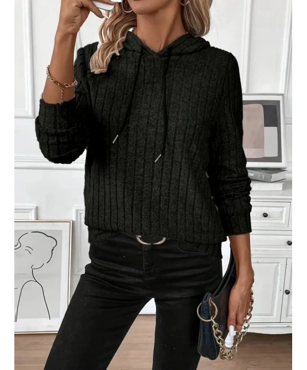 Kadın Uzun Kollu Kapşonlu Bağcıklı şardonlu Kaşkorse Bluz