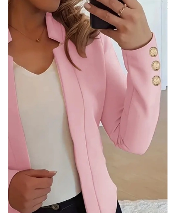 Kadın Uzun Kollu Kol Düğme Detay Ithal Krep Ceket
