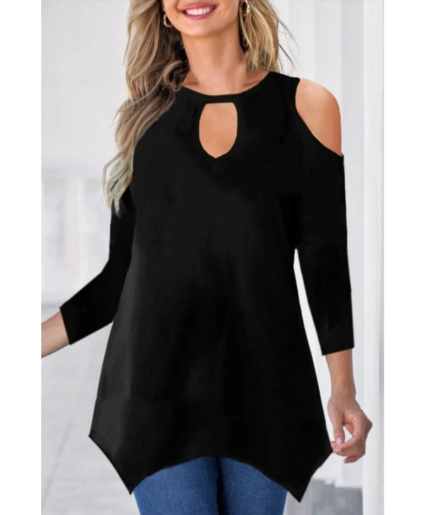 Kadın Uzun Kollu Omuz Ve Göğüs Dekolte Detay Viskon Bluz