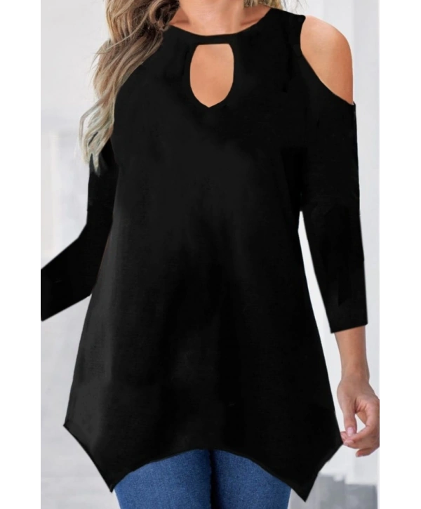 Kadın Uzun Kollu Omuz Ve Göğüs Dekolte Detay Viskon Bluz