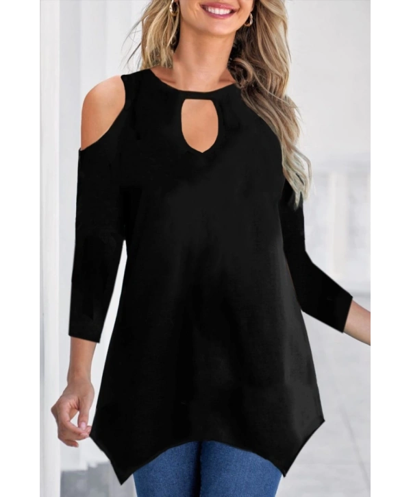 Kadın Uzun Kollu Omuz Ve Göğüs Dekolte Detay Viskon Bluz