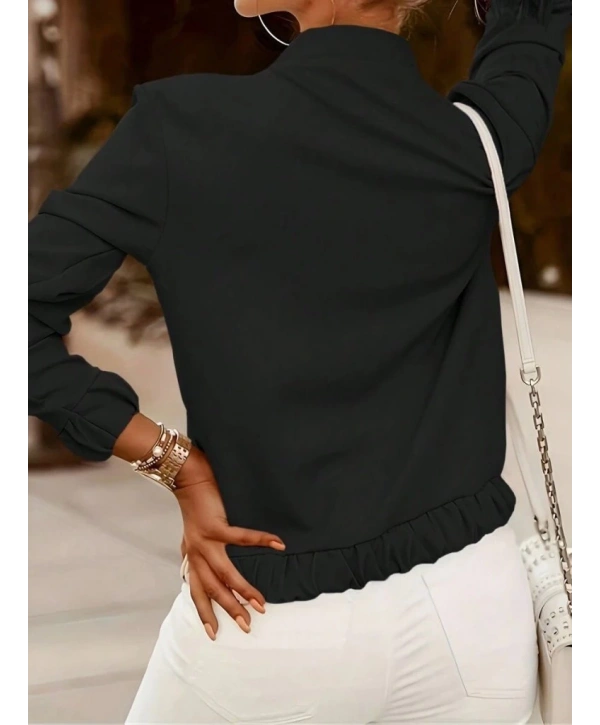 Kadın Uzun Kollu önden Fermuarlı Modal Ceket