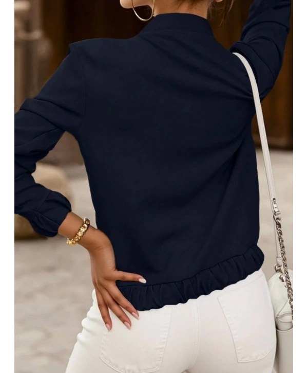 Kadın Uzun Kollu önden Fermuarlı Modal Ceket