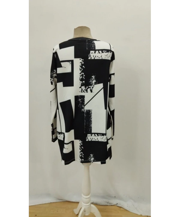 Kadın Uzun Kollu önü Açık Desenli Modal Kısa Ceket