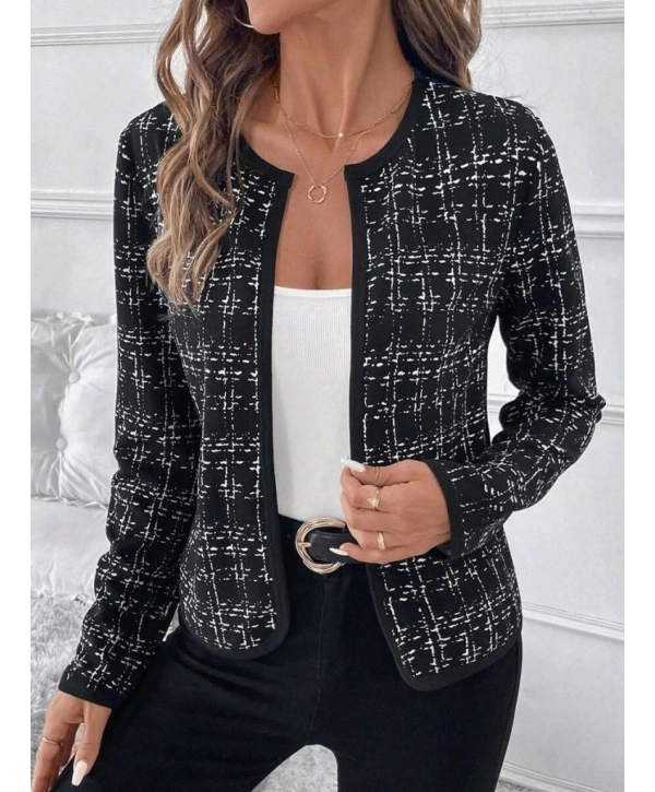 Kadın Uzun Kollu önü Açık şanel Kısa Ceket