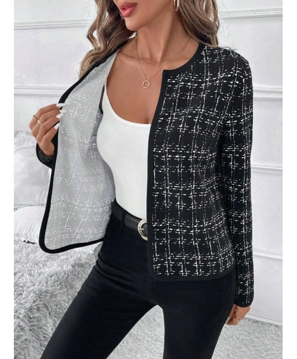 Kadın Uzun Kollu önü Açık şanel Kısa Ceket