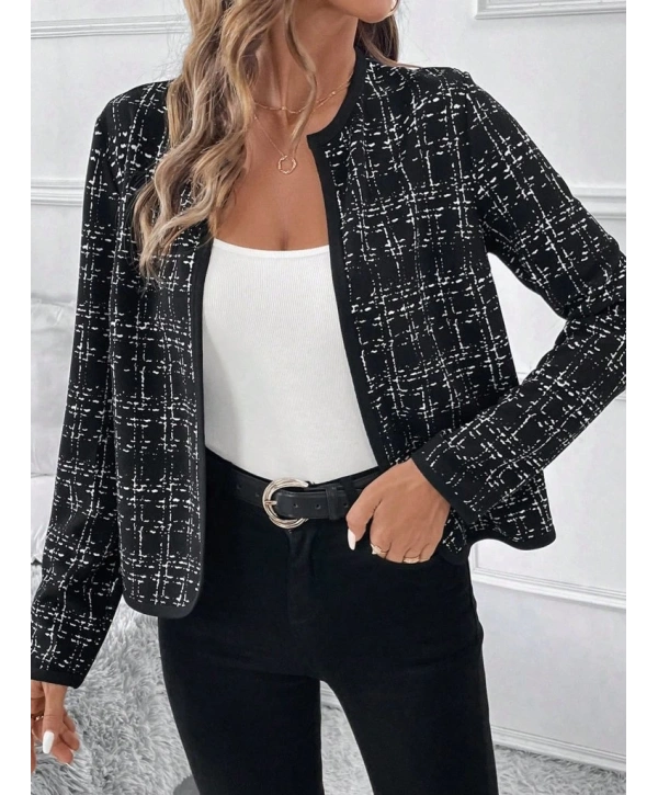 Kadın Uzun Kollu önü Açık şanel Kısa Ceket