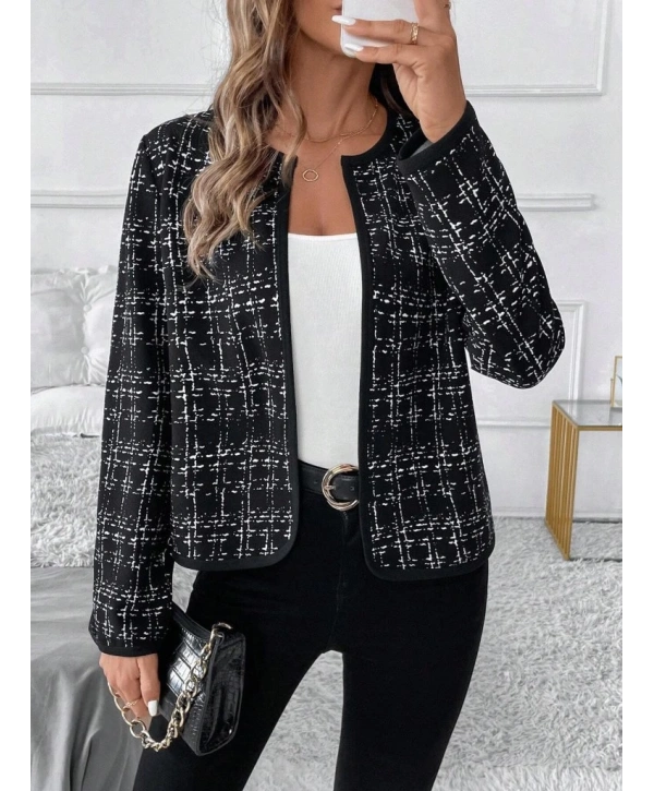 Kadın Uzun Kollu önü Açık şanel Kısa Ceket