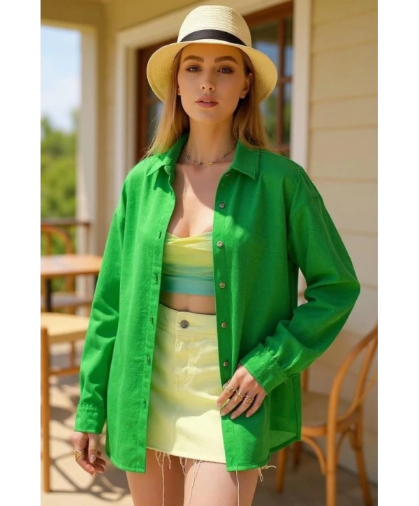 Kadın Uzun Kollu Oversize Gömlek