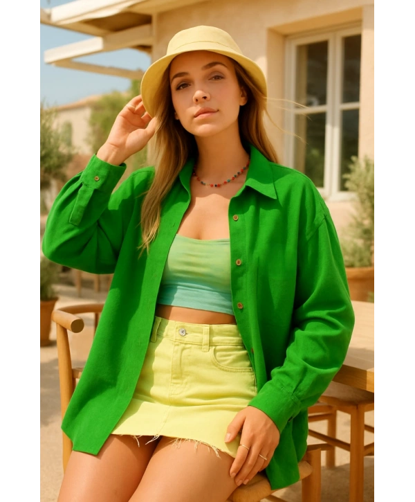 Kadın Uzun Kollu Oversize Gömlek