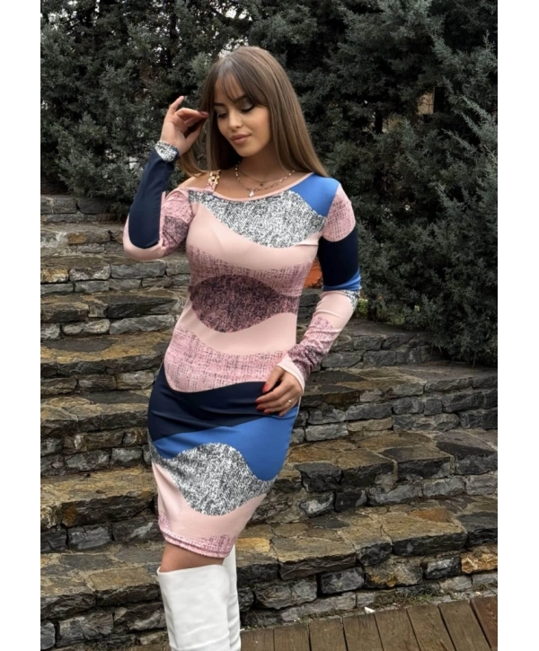 Kadın Uzun Kollu Tek Omuzu Askı Toka Detaylı Kısa Dalgıç Elbise