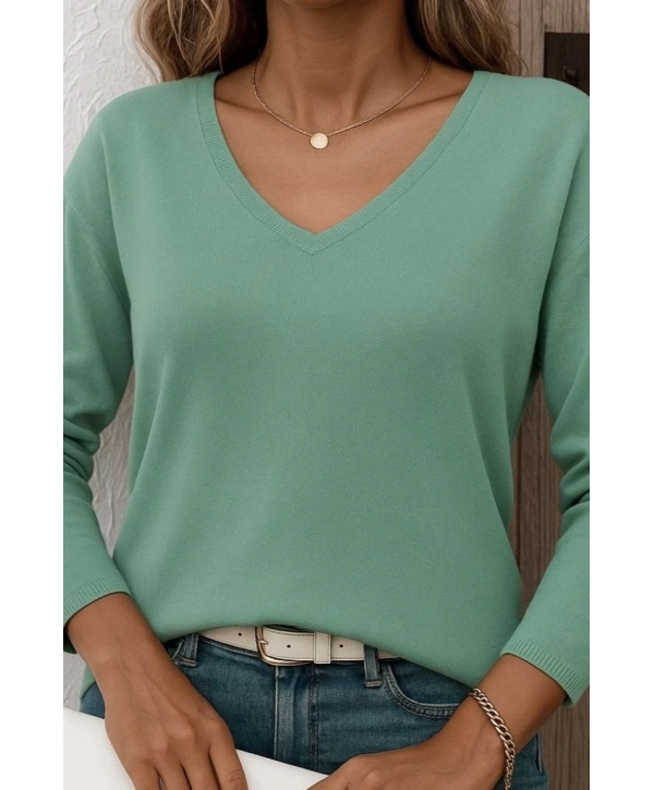 Kadın Uzun Kollu V Yaka Triko Bluz
