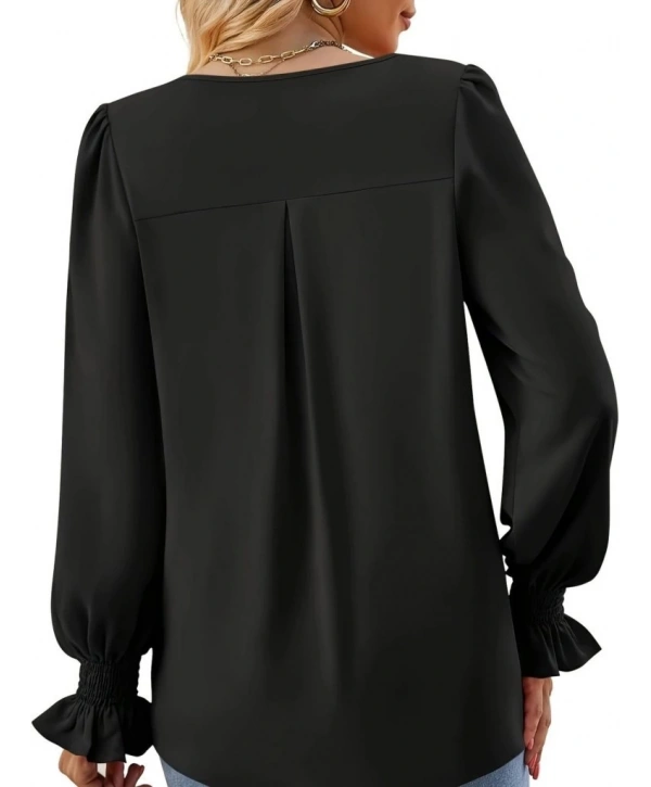 Kadın Uzun Kollu V Yakalı Salaş Ithal Krep Bluz