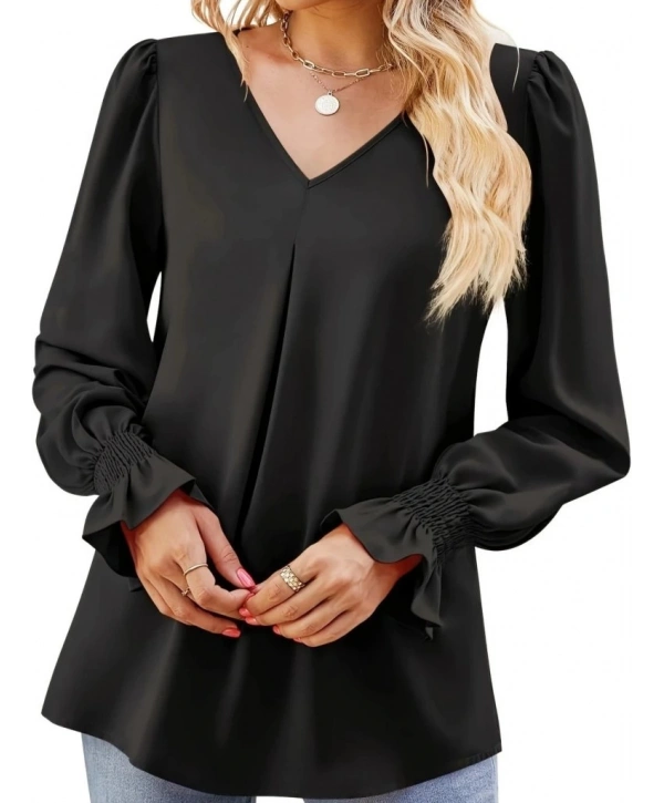 Kadın Uzun Kollu V Yakalı Salaş Ithal Krep Bluz